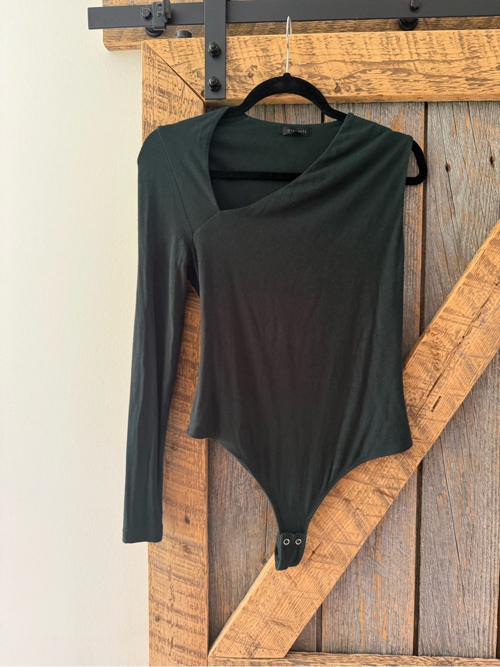 Dynamite Dark Green One-Shoulder Long-Sleeve Bodysuit - Size M